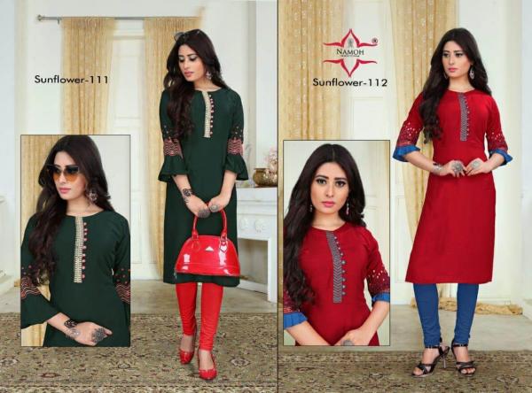 Namoh Sunflower Beautiful Rayon Emroidery Kurti Collection